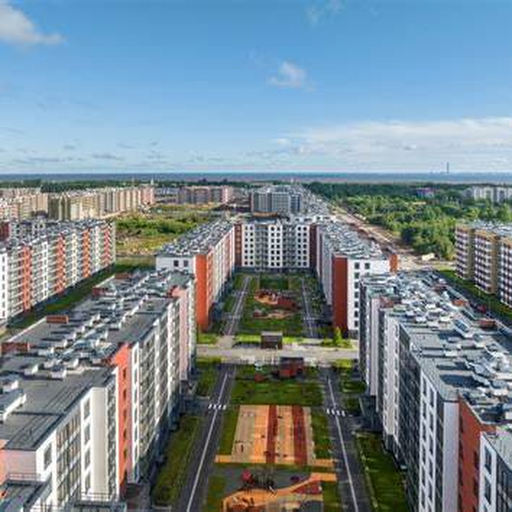 Sluneční město v Petrohradě — celkový pohled na rezidenční čtvrť